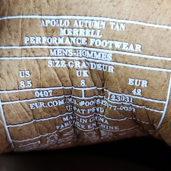 Merrell Apollo Autumn Mens Tan Suede Mid Chukka Vibram Ankle Boots Size 8.5 - Picture 8 of 9